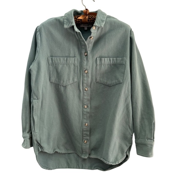 Madewell Jackets & Blazers - Madewell Womens Sage Green Cotton Flannel Oversized Shirt Jacket Shacket XS